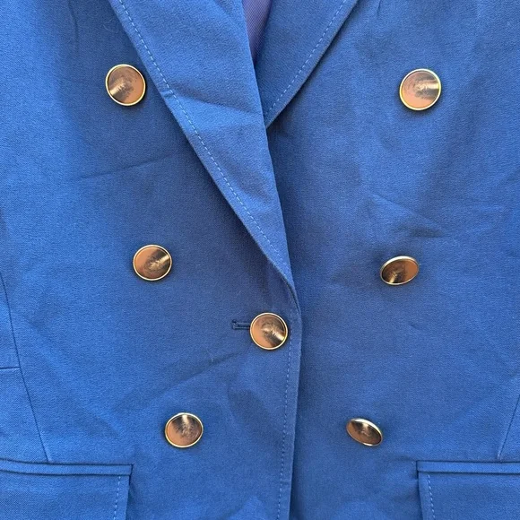 Derek Lam 10 Crosby | Eliza Double Breasted Blue Stretch Cotton Jacket size 4 - Picture 3 of 10